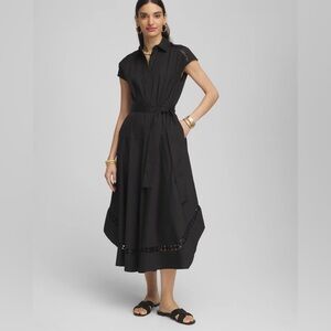Poplin Circle Trim Maxi Shirtdress